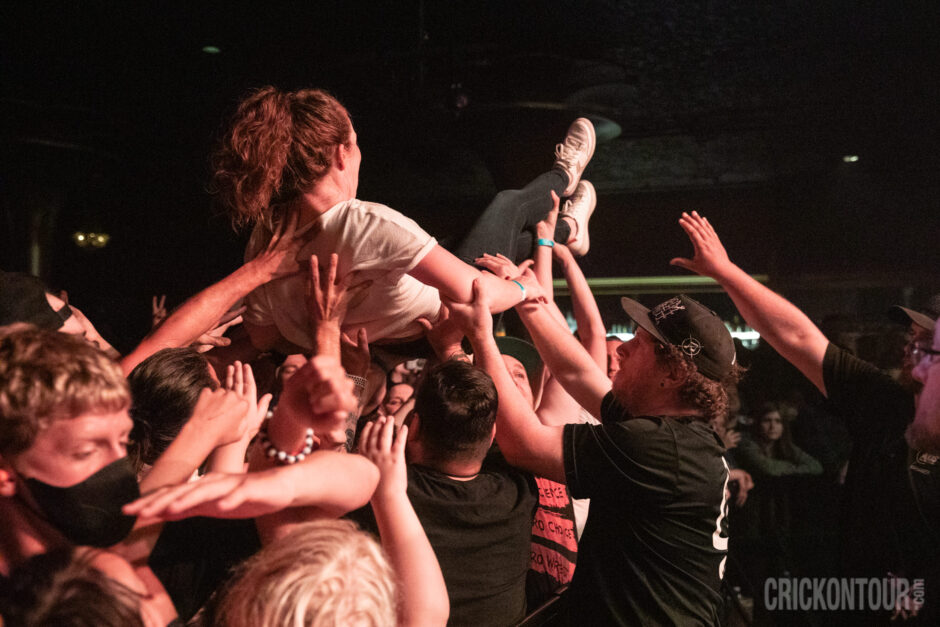 Crowd surfer during Less Than Jake performance at The Showbox in Seattle, Wa