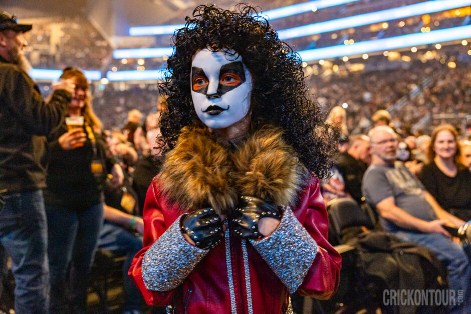 A young KISS fan dressed up for the show,
