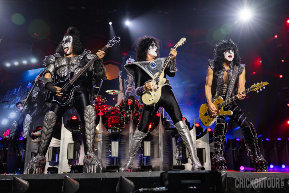 Heavy metal band KISS performing at the Climate Pledge Arena 