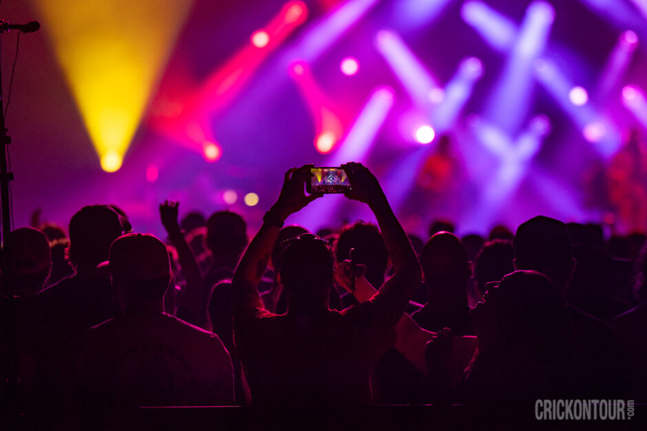 The crowd is dazeled by the light show as Goose performs at WaMu Theater in Seattle, Wa
